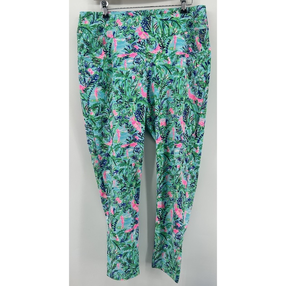 Lily Pulitzer Luxletic Corso Pant Floral With Golfers Multicolored Womens 14 NEW